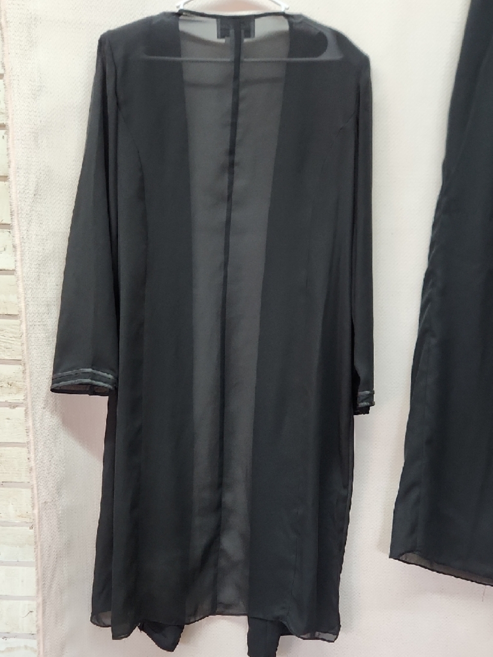 Women's Black Wide-Leg Palazzo Pants - Lightweight Satin Finish - Picture 5 of 8